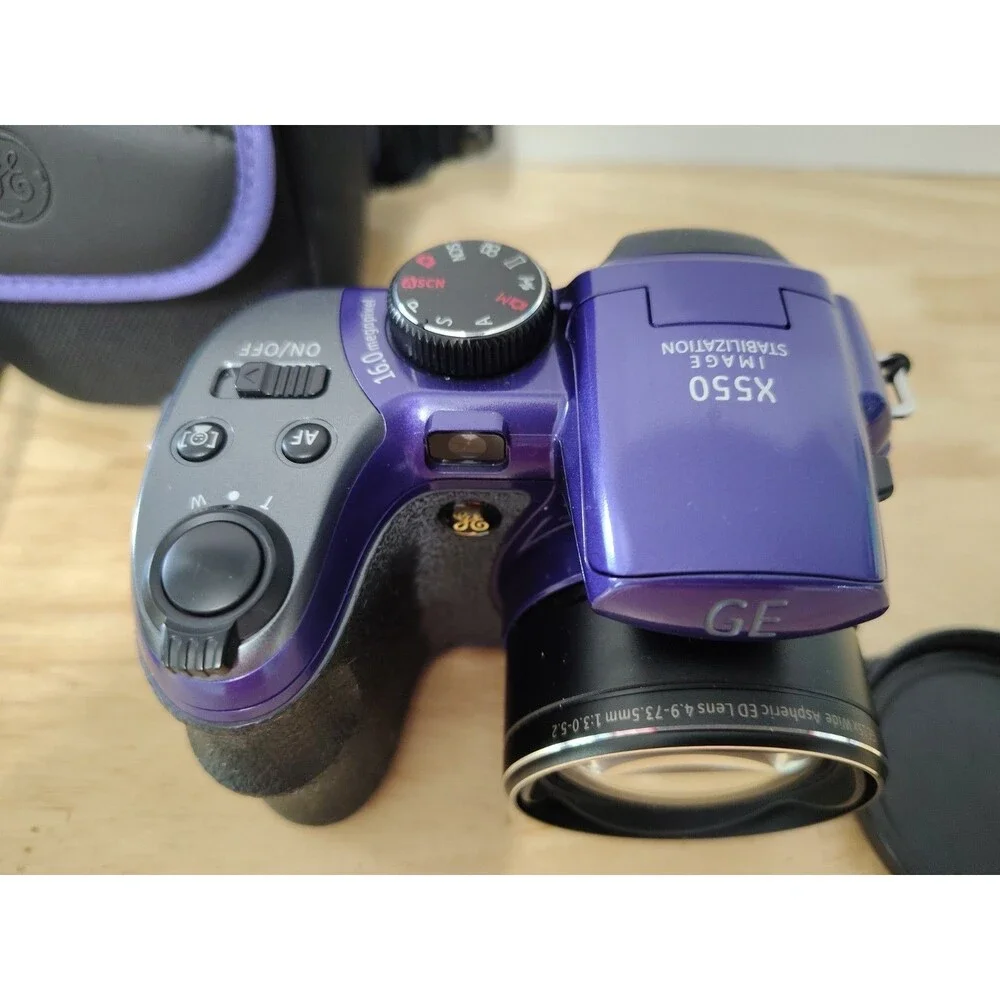 GE Power Pro Series X550 16.0MP Digital Camera Purple Imge Stabl 15x Zoom W/Case